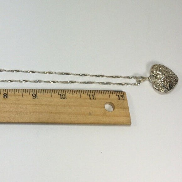 Sterling Silver Ornate Heart Necklace Twist Chain - Picture 8 of 12